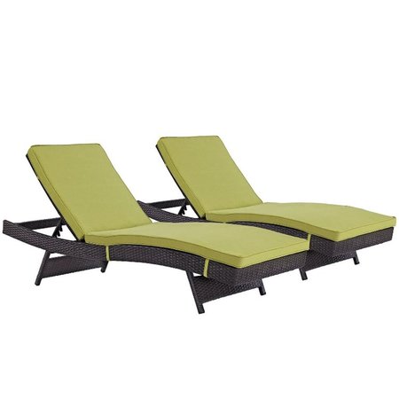 MODWAY Convene Outdoor Patio Chaise, Espresso and Peridot - Set of 2 EEI-2428-EXP-PER-SET